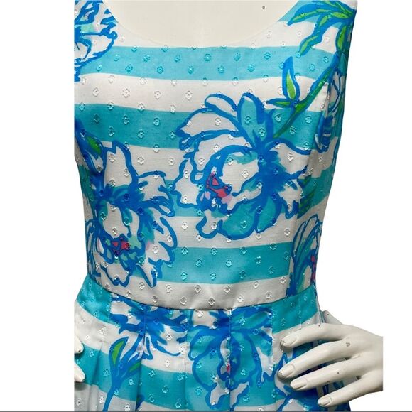 LILLY PULITZER Posey Blue Fit & Flare Dress 8 $228 - Picture 6 of 16